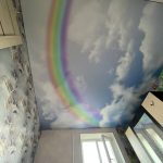 Потолок с фотопечатью в детской: радуга, Шатура